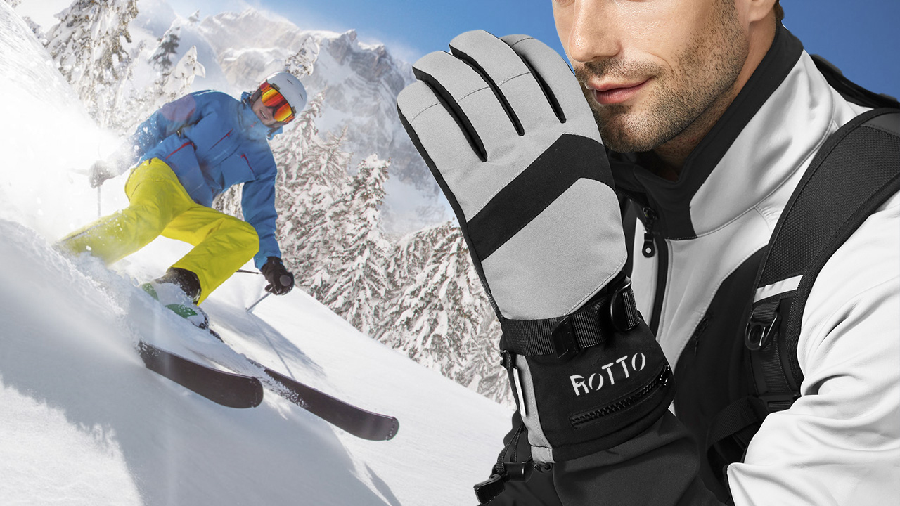 Guanti Da Sci Invernali Uomo Touch Screen | Impermeabili E Antivento Con Polsino Elastico