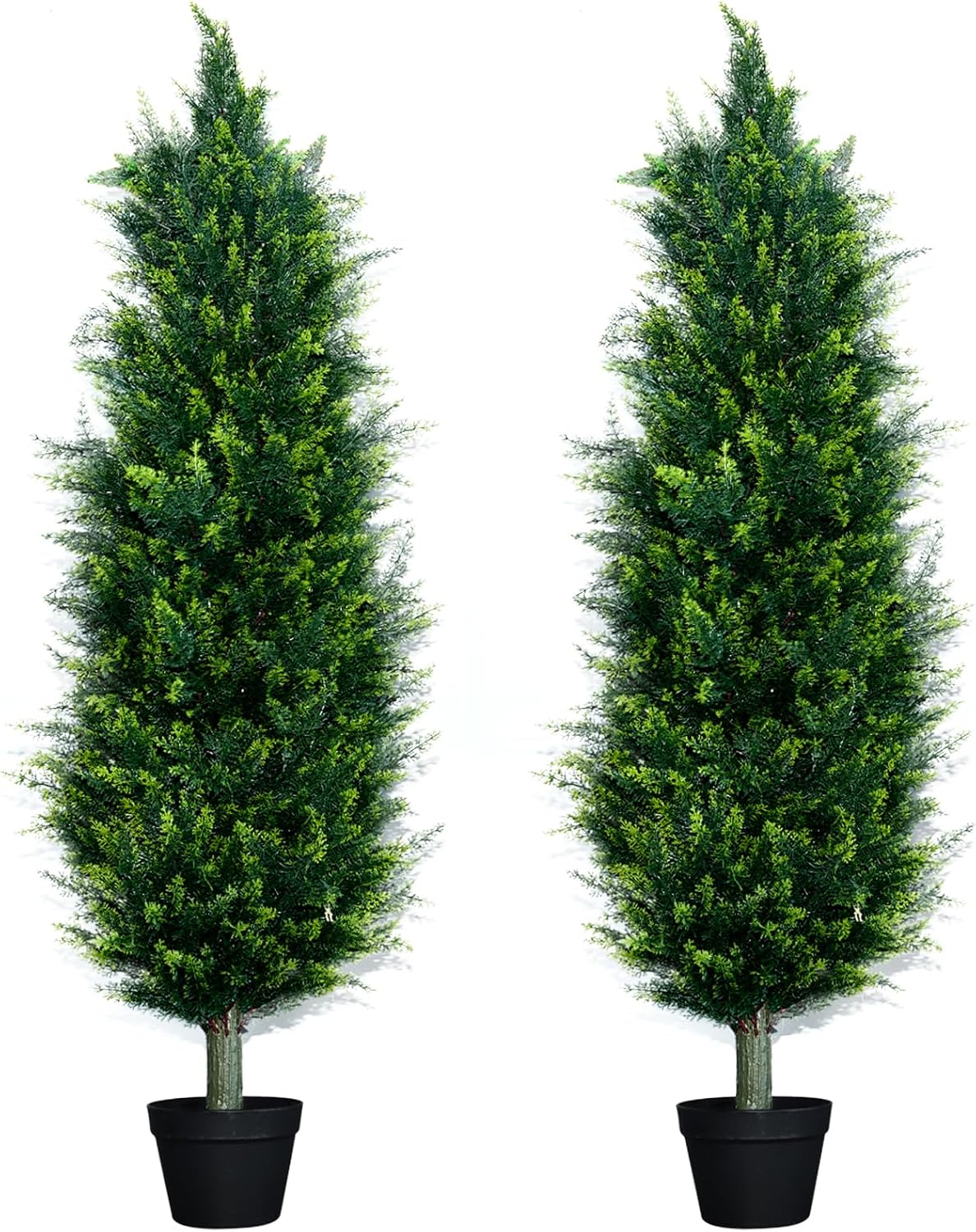 4 Pcs Artificial Cedar Topiary Trees - 2 At 1.5ft & 2 At 2ft, UV Resistant Fake Potted Plants For Indoor/Outdoor Decor