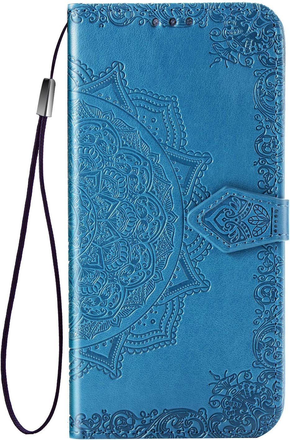 FINEONE for Huawei Y8s Case - Premium Leather Flip Wallet Phone Case Cover Lovely Light Design with [Card Slots] [Magnetic Closure] [Kickstand] -Blue