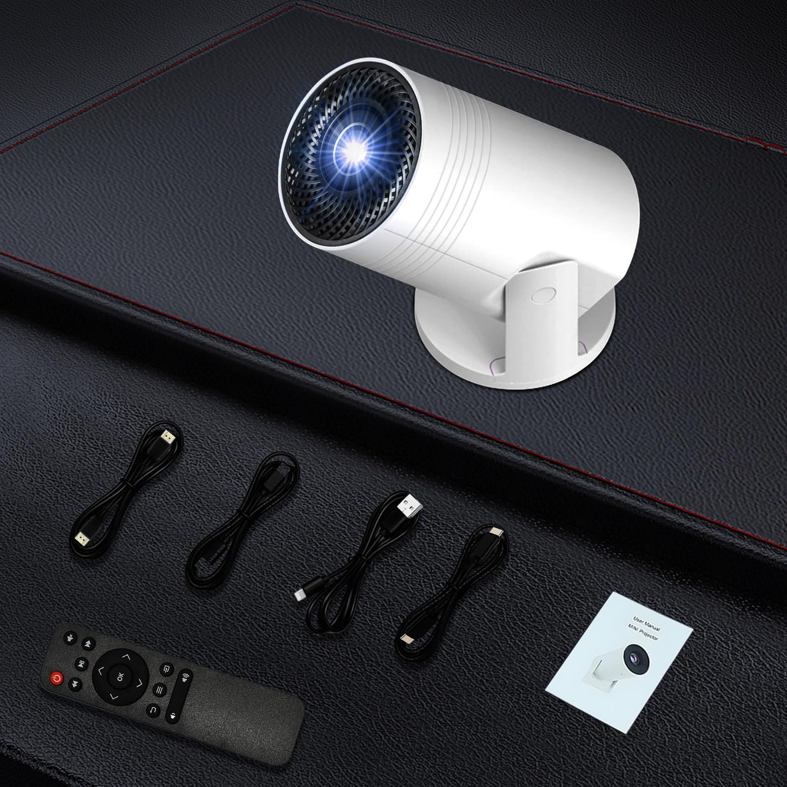 Wireless Mini Projector with WIFI 6 and Bluetooth, 4K 1080P Support Portable Projector 180° Rotatable. 17"-130" Screen Video Projector. Compatible for Smartphone, Laptop, PC(Q6 mate) - 2