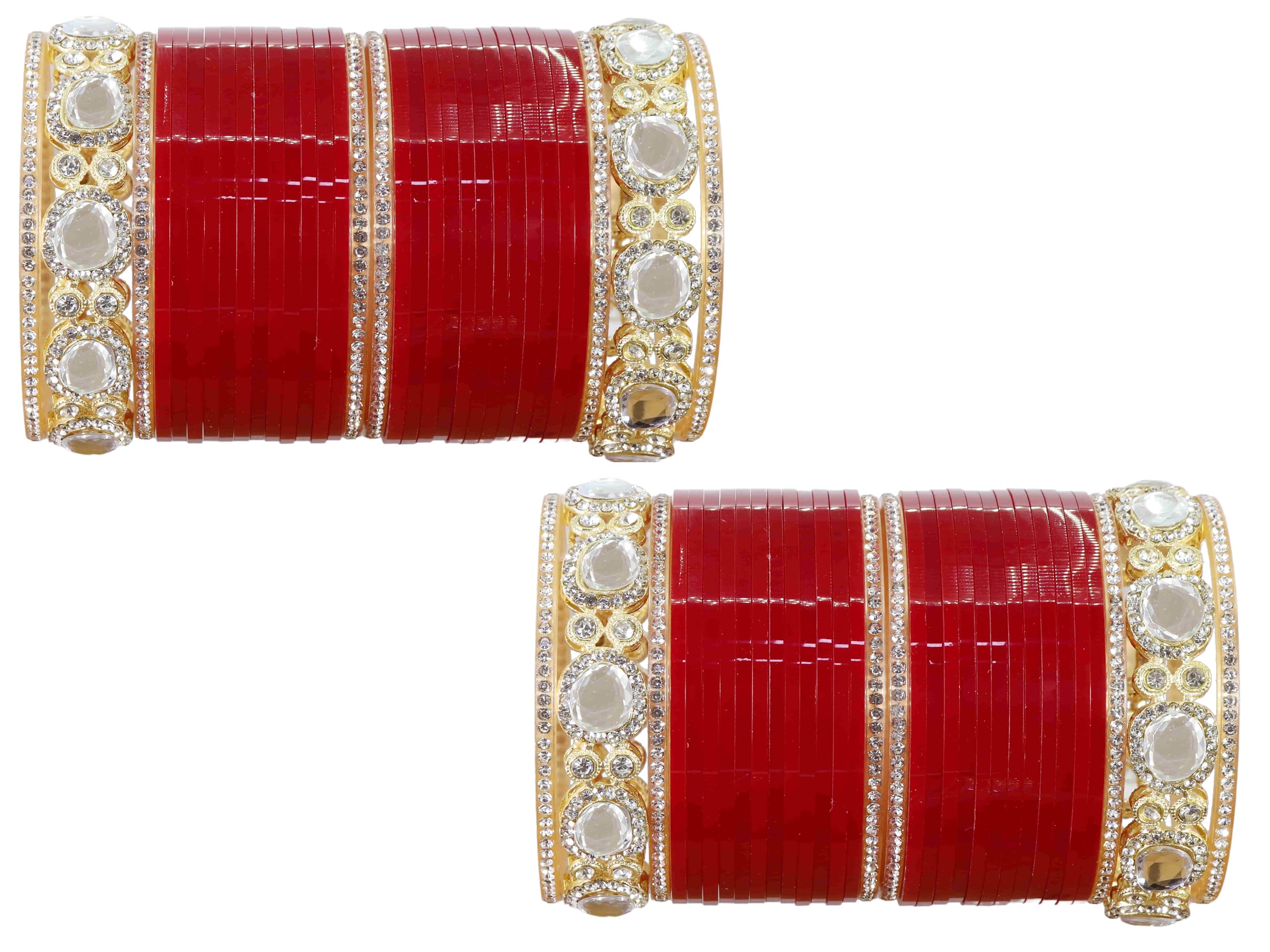 Lavazza Traditional Golden Metal Zircon Stone & Kundan Acrylic Bangles Chuda Set For Bridal Women & Girls | Red Chuda Set For Women | Punjabi Chuda Set-(ChudaSet-2-DarkRed-2.8), Set of 64 (B0D4F6VMCZ) Amazon Price History, Amazon Price Tracker