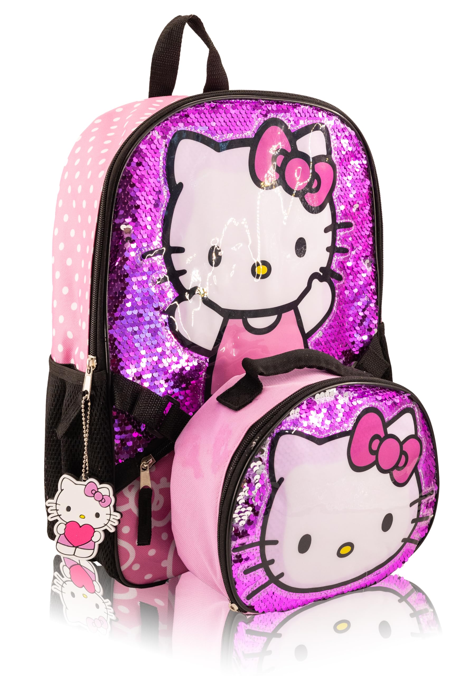 Fast Forward Sanrio Hello Kitty Backpack Set for Girls | 3-Piece Travel Daypack Backpack Featuring Hello Kitty | Backpack Lunch Bag Accessory Set |