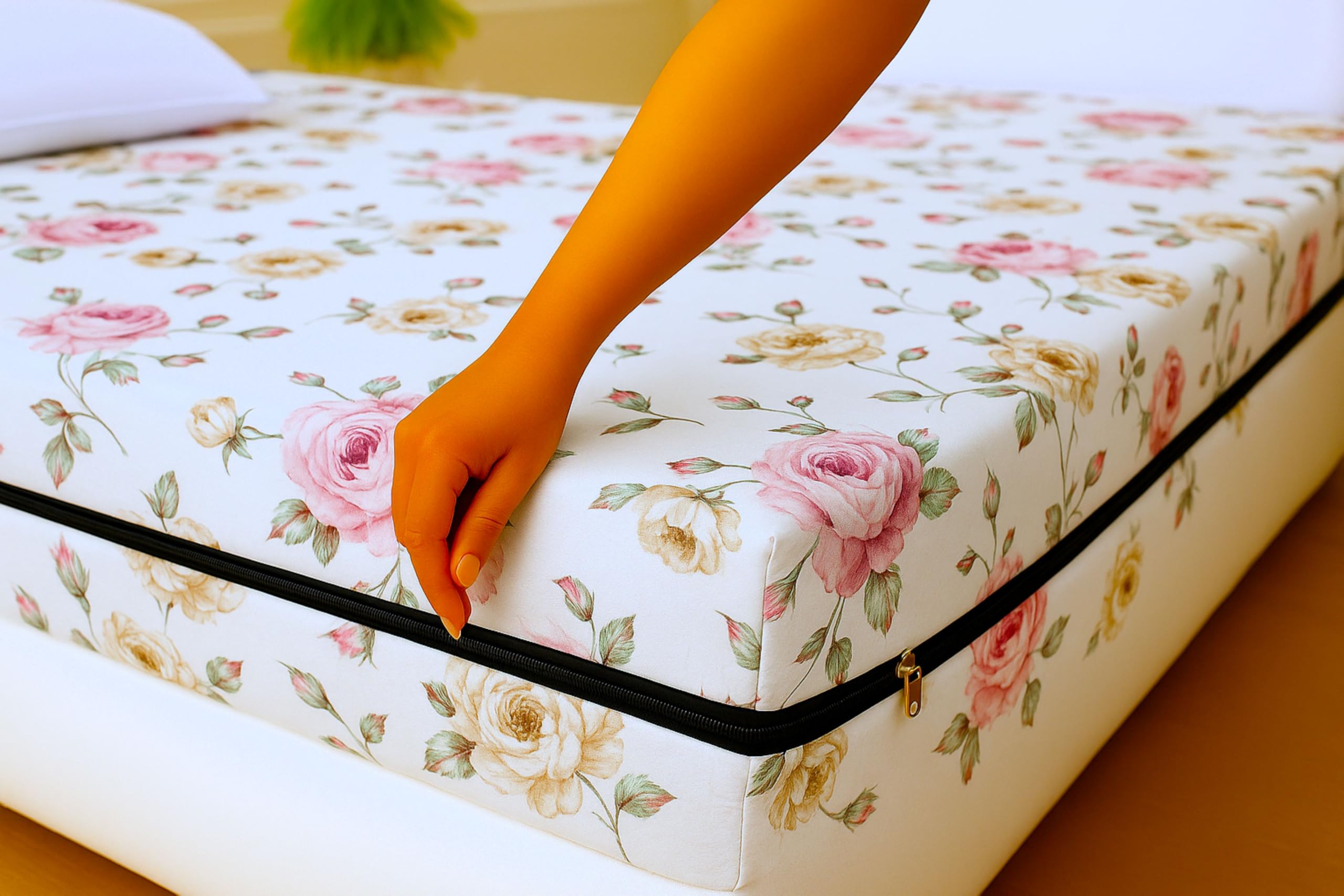 House Fox 6.5x6 Glace Cotton Mattress Cover King Double Bed (78x72x8 inch) with Zipper| Non-Shrink Heavy Fabric | Strong Zip with Metal Lock | Interlocked Stitching | 360 Degree Fully Covered-image-35