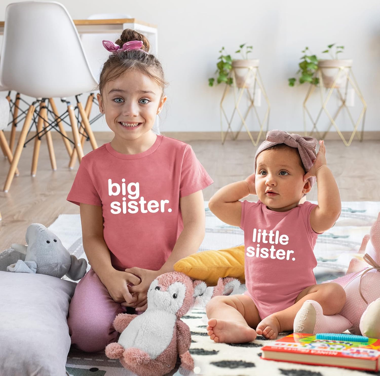 big sister little sister matching outfits shirts set baby toddler newborn girls