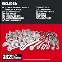 Vista 2 de Craftsman Juego de herramientas mecánicas de 262 piezas con caja VERSASTACK de 3 cajones, juego de llaves SAE y métricas, kit de herramientas
