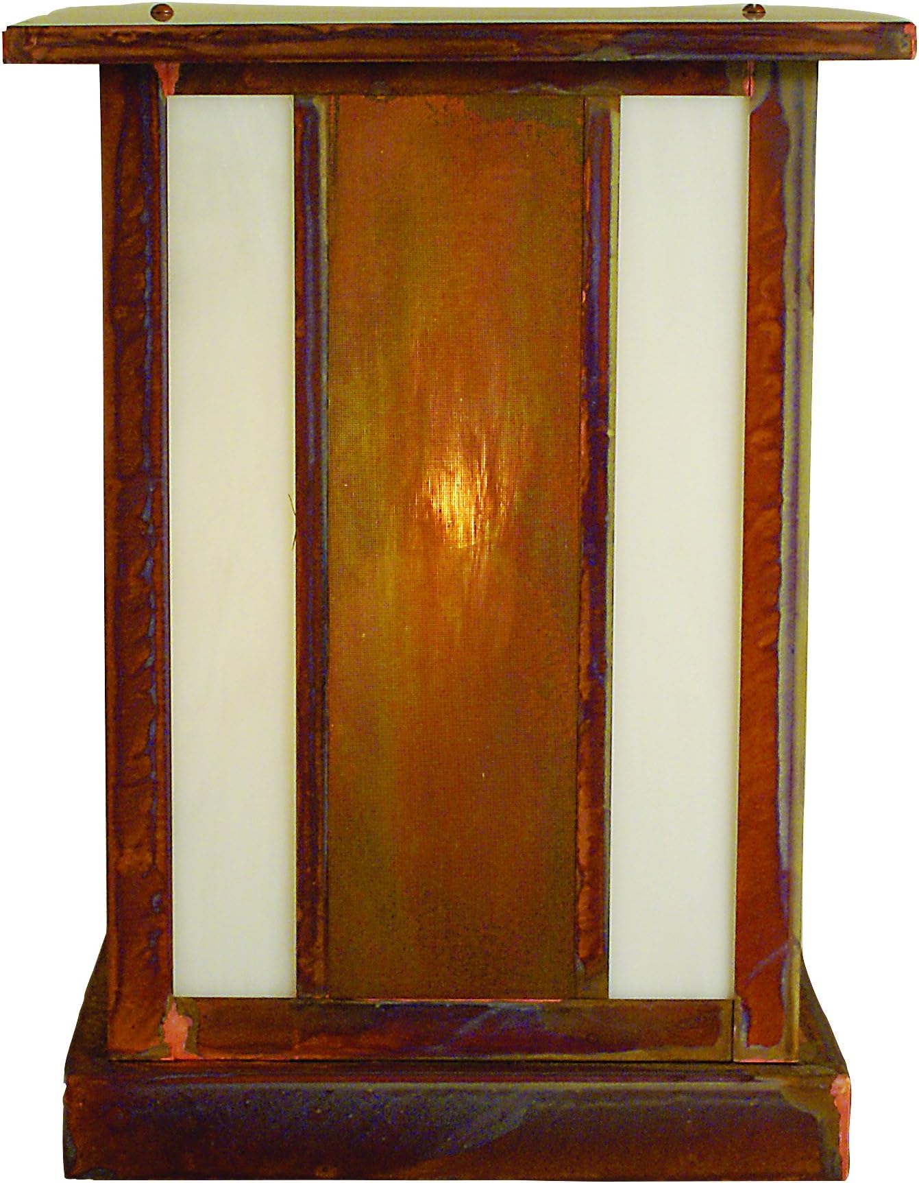 Arroyo Craftsman ARC-10TN-RC Artisan Column Mount, 10", Raw Copper Metal Finish, Tan Glass
