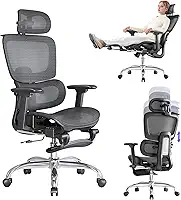 Cadeira Ergonômica de Escritório com Encosto Ajustável 3D, Apoio de Braço 3D, Suporte Lombar Adaptativo 2D, Malha Respirável, Preta