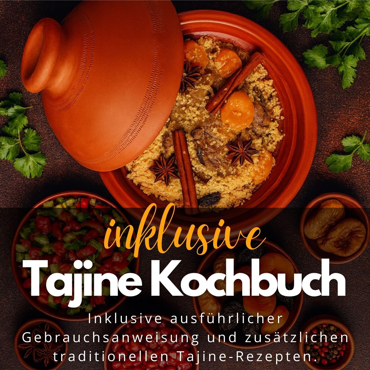 2er Set, Tajine Tagine Tuareg 30 cm + Nord-Afrikanische Küche Kochbuch