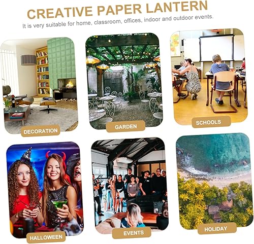 Miniatura 5 de ABOOFAN 2 linternas de papel de Halloween para fiesta de Halloween, bolsa de papel, faroles de Halloween, faroles, bolas, decoraciones, lámparas de