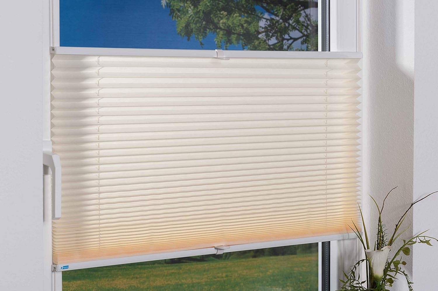 K-home Klemmfix Pleated Blind, Cream, 100 x 130 (B x L)