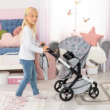 Bayer Baby Dolls Pram XEO, Convertible Doll Pushchair, 46cm Dolls