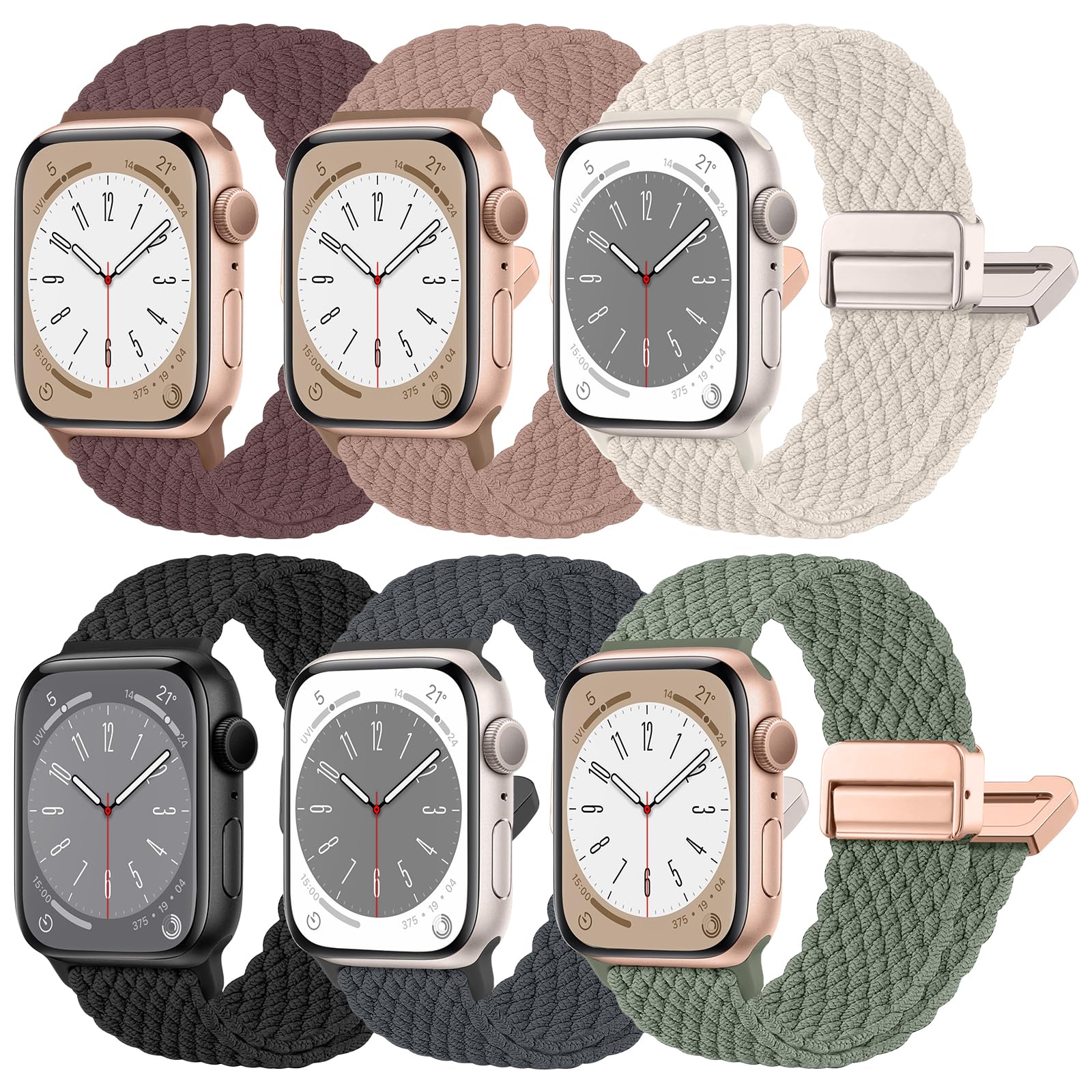 chinbersky Geflochtene Armband Kompatibel mit Apple Watch Armband 40mm 41mm 42mm 38mm 44mm 45mm 46mm 49mm, Magnetisch Elastisch Stoff Sport Nylon Band für iWatch Ultra Series 11 10 9 8 7 6 5 4 3 2 SE