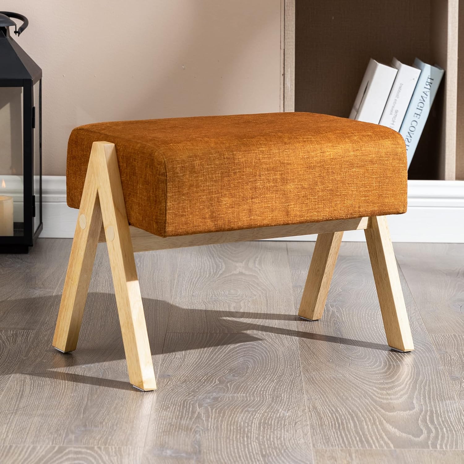 LUE BONA Foot Stool, Modern A Foot Rest Stool, Pumpkin