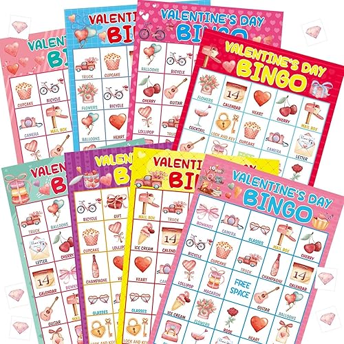 Miniatura 2 de FANCY LAND Juego de bingo para el día de San Valentín para niños, 24 jugadores, día de San Valentín, fiesta en el aula, juego de actividades