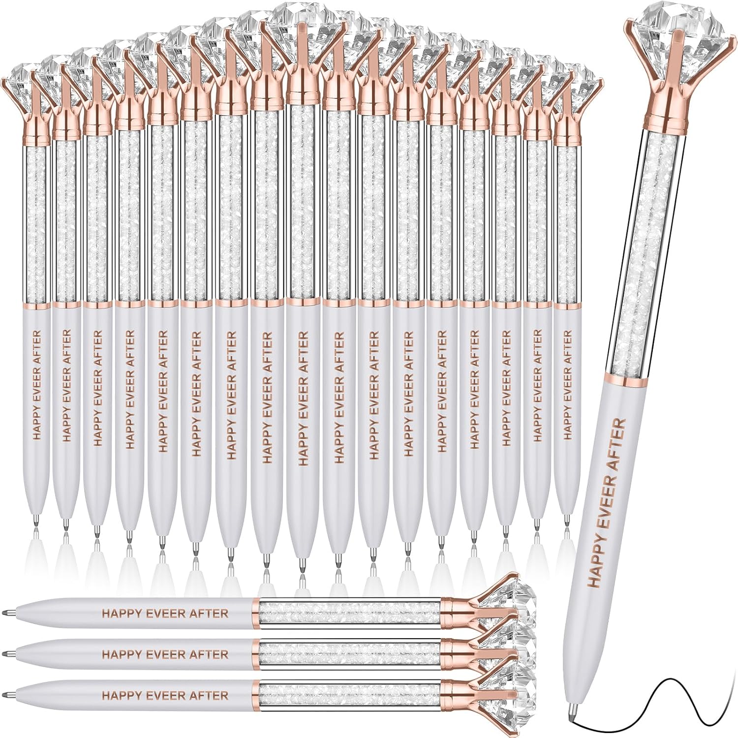 Sayglossy 48 Pcs Diamond Pens Bulk Crystal Bridal Shower Gifts Cute Metal Bling Ballpoint Pens Crystal Topped Writing Instruments Gifts for Women Bridesmaid Wedding Party Coworkers Office Supplies