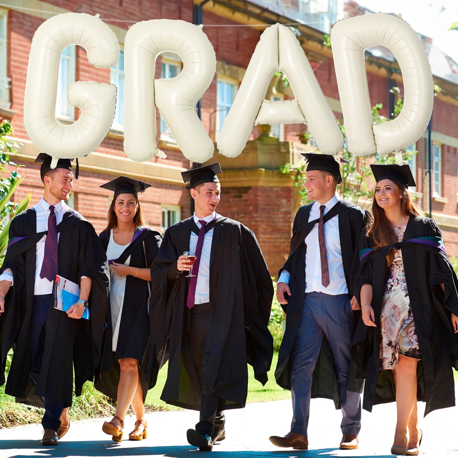 40 Inch Beige GRAD Balloons for Graduation Party Decorations Large Cream White Sand Grad Balloons Letter - Image 4