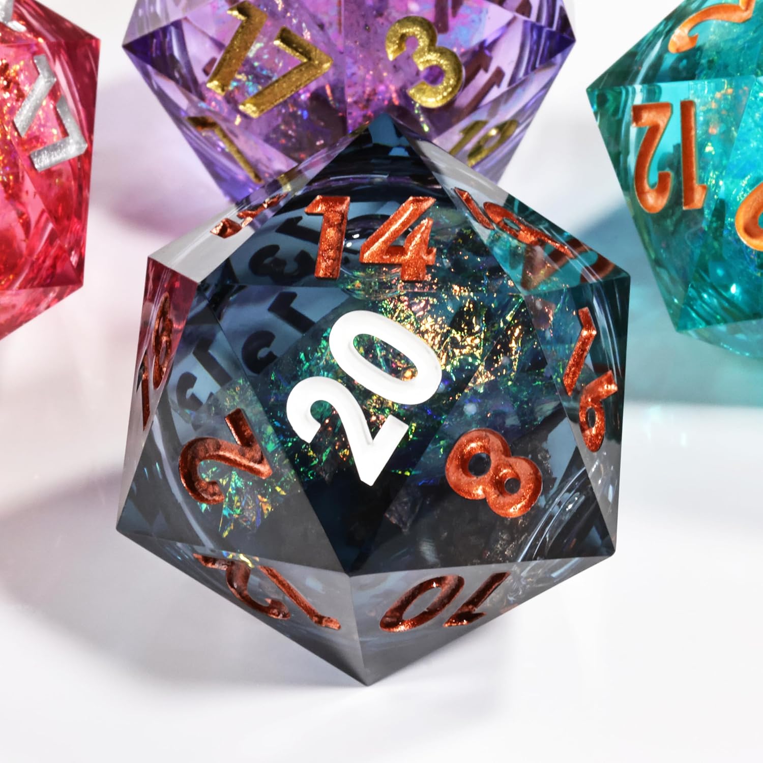 Mini Planet 50mm Chonk D20 Resin Liquid Core D&D Role Playing Games and Tabletop Games DND Polyhedral Dice Dark