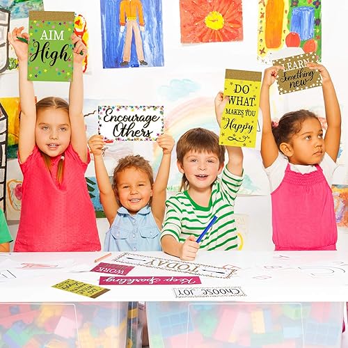 Miniatura 4 de Outus Juego de 22 letreros motivacionales para decoración de aula con confeti dulce para el aula, decoración de tablón de anuncios, para el regreso