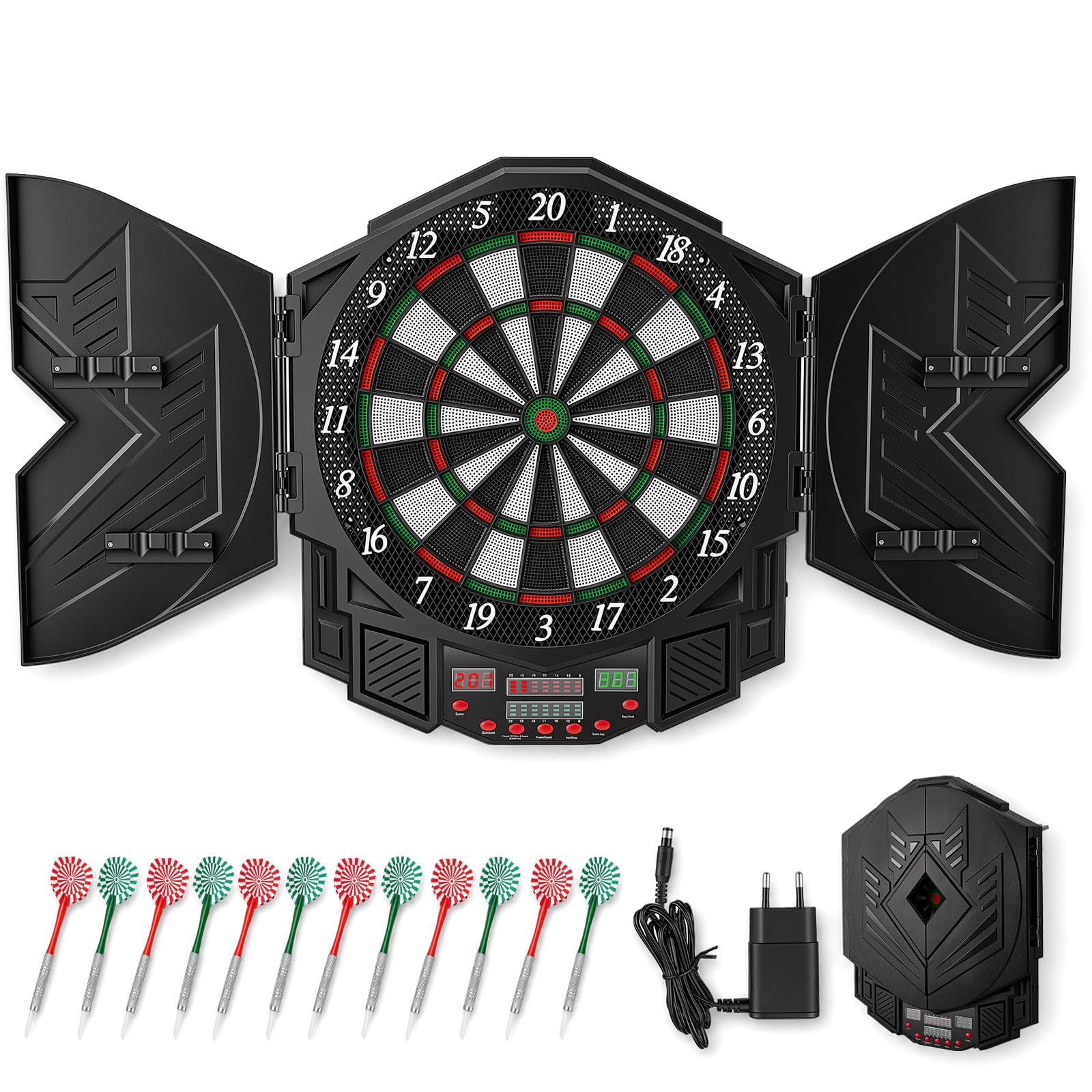 Elektronische Softdartscheibe, 27 Spiele, 216 Optionen, 1-8 Spieler