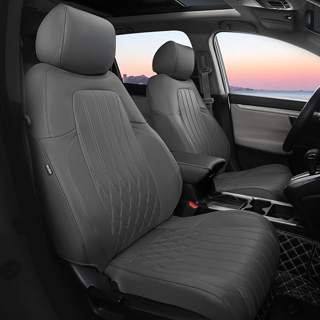 Seat Covers for Honda CRV 2017 2018 2019 2020 2021 2022 EX, EXL, LX, Sport, Touring, Special Edition, Hybrid & Gas, 1:1 Custom Faux Leather Seat Covers Full Set - Grey