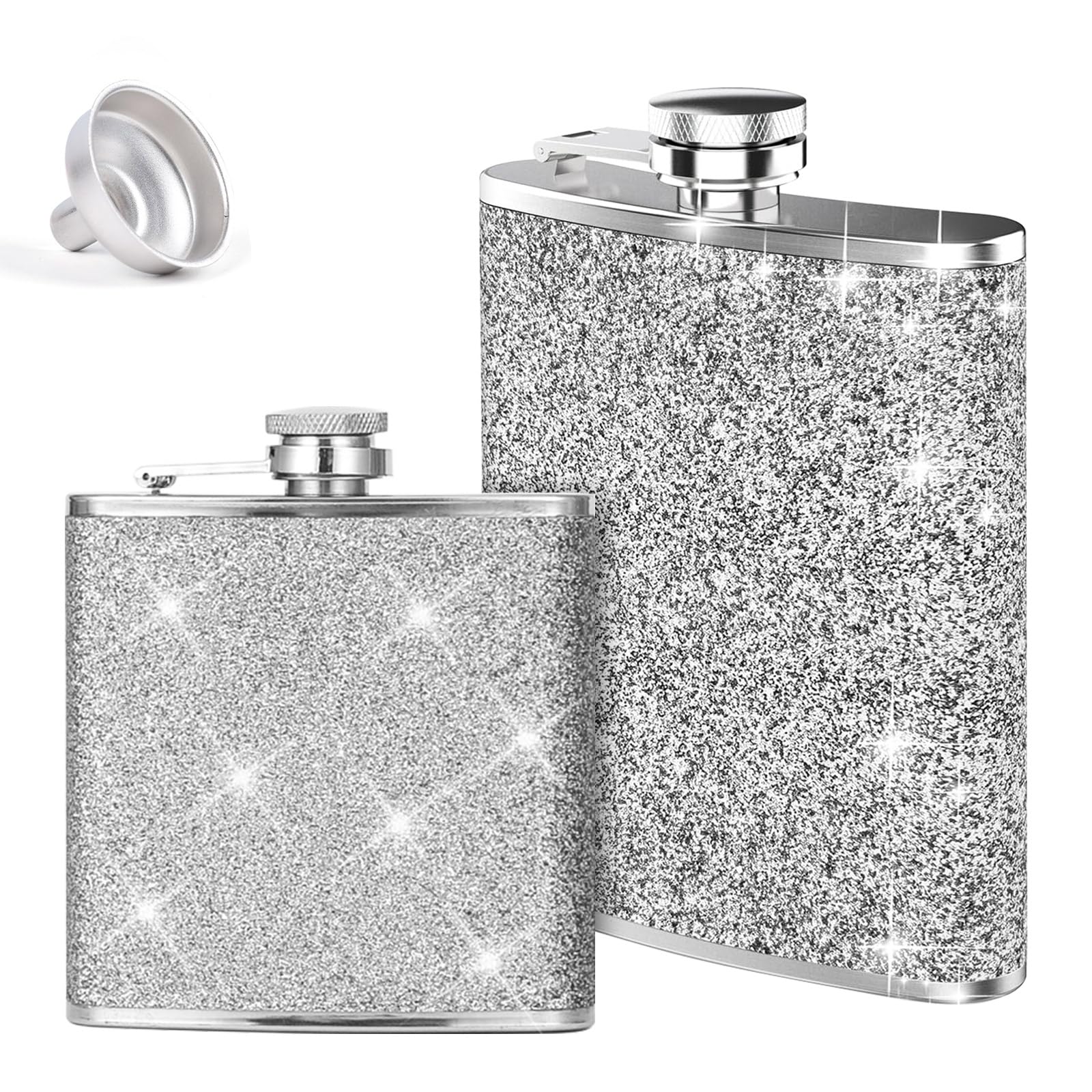 8oz + 6oz Stainless Steel Flagon, 2 Pack Hip Flask for Men HipFlasks for Women Flask Alcohols, HiddenAlcohol Containers
