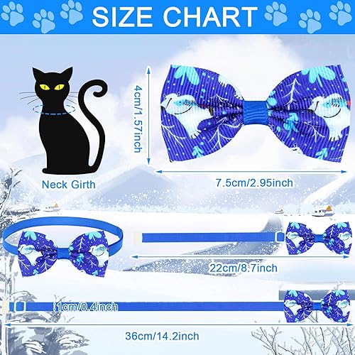 Miniatura 2 de Juego de 50 corbatas de invierno para perro con lazo, corbatas ajustables para gatos, juego de corbatas de muñeco de nieve, copo de nieve,