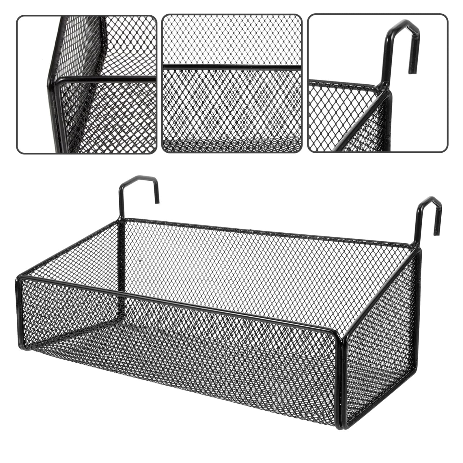 Yardwe Cestino Portaoggetti Per Piscina Cestino In Griglia Di Ferro Con Ganci Contenitori Portaoggetti Per Piscina Portasalviette Per Piscina Fuori Terra Nero