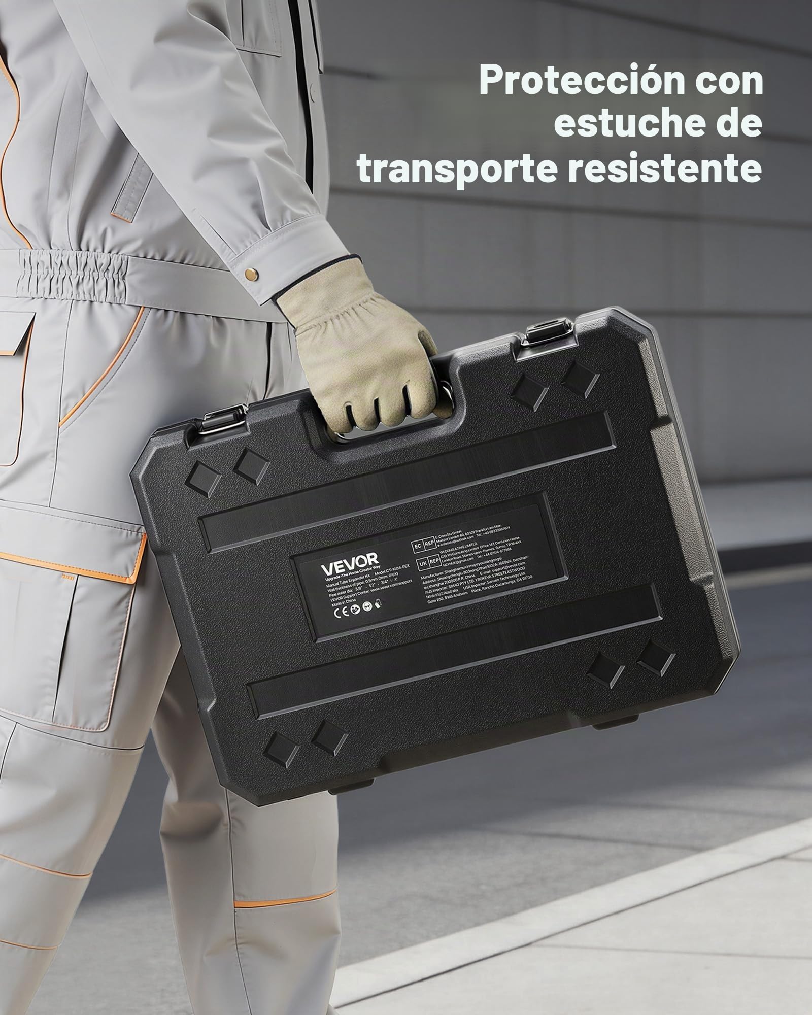 VEVOR Herramienta Expansor de Tubos PEX, Kit Manual para Expandir Tubería con 4 Cabezales de Expansión de 9,52 a 25,4 mm con Cortatubos, Lubricante para Instalaciones de Sistemas de Agua y Calefacción