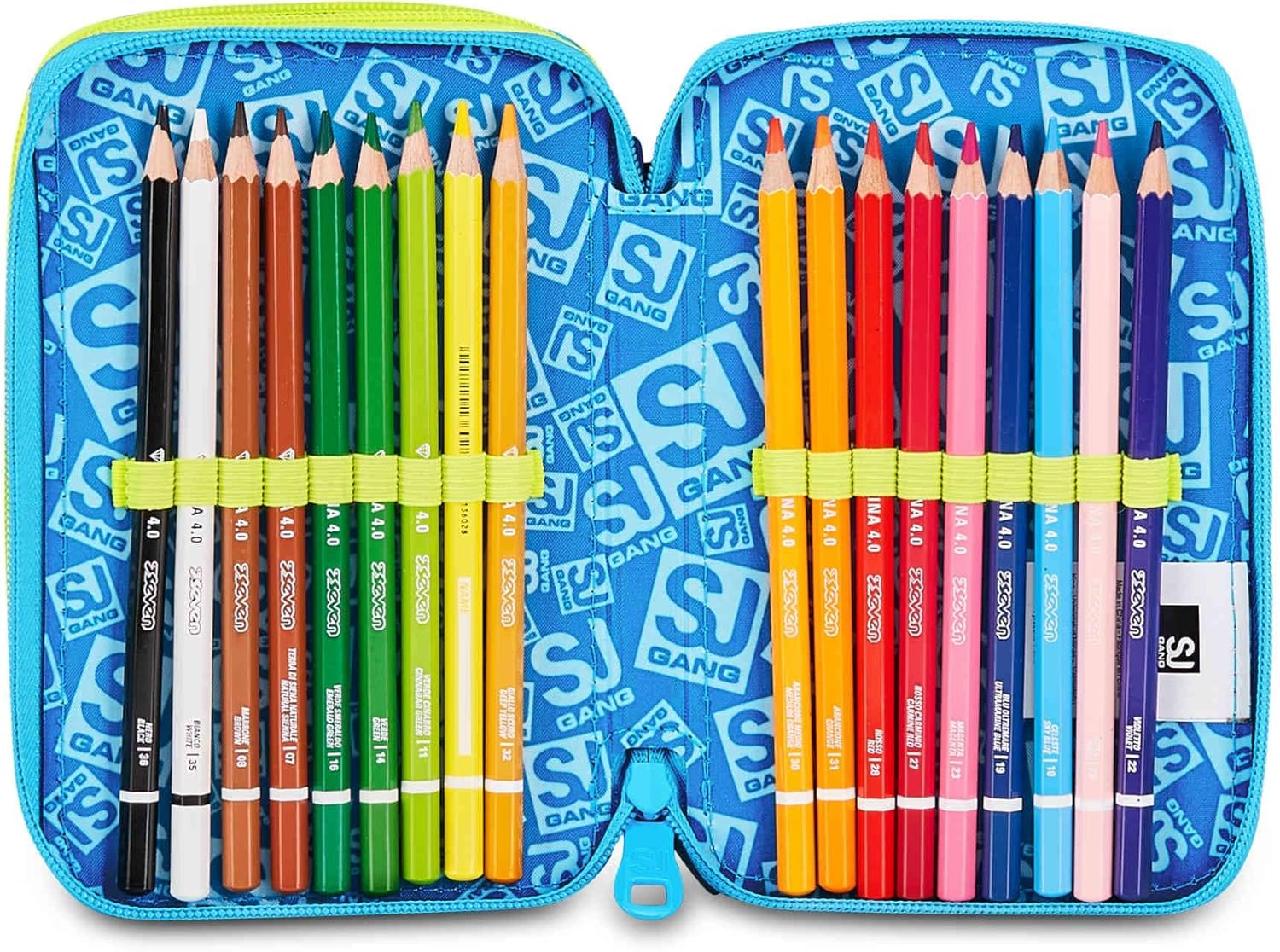 Seven. Schoolpack Zaino Scuola SJ Gang GLOWGAME Calcio Pallone Led Estensibile + Astuccio Completo 3 Zip + Portachiavi Omaggio