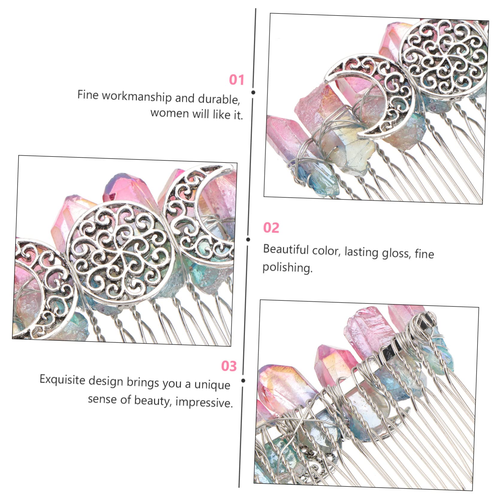 FRCOLOR 3 Stk Mutter Silber 20 Zahn Haar Kamm Kristall Haar Seitenkamm Hochzeitshaarschmuck Für Bräute Haarschmuck Für Frauen Handgemachter Kamm Kupferkabel Brautjungfer Zubehör