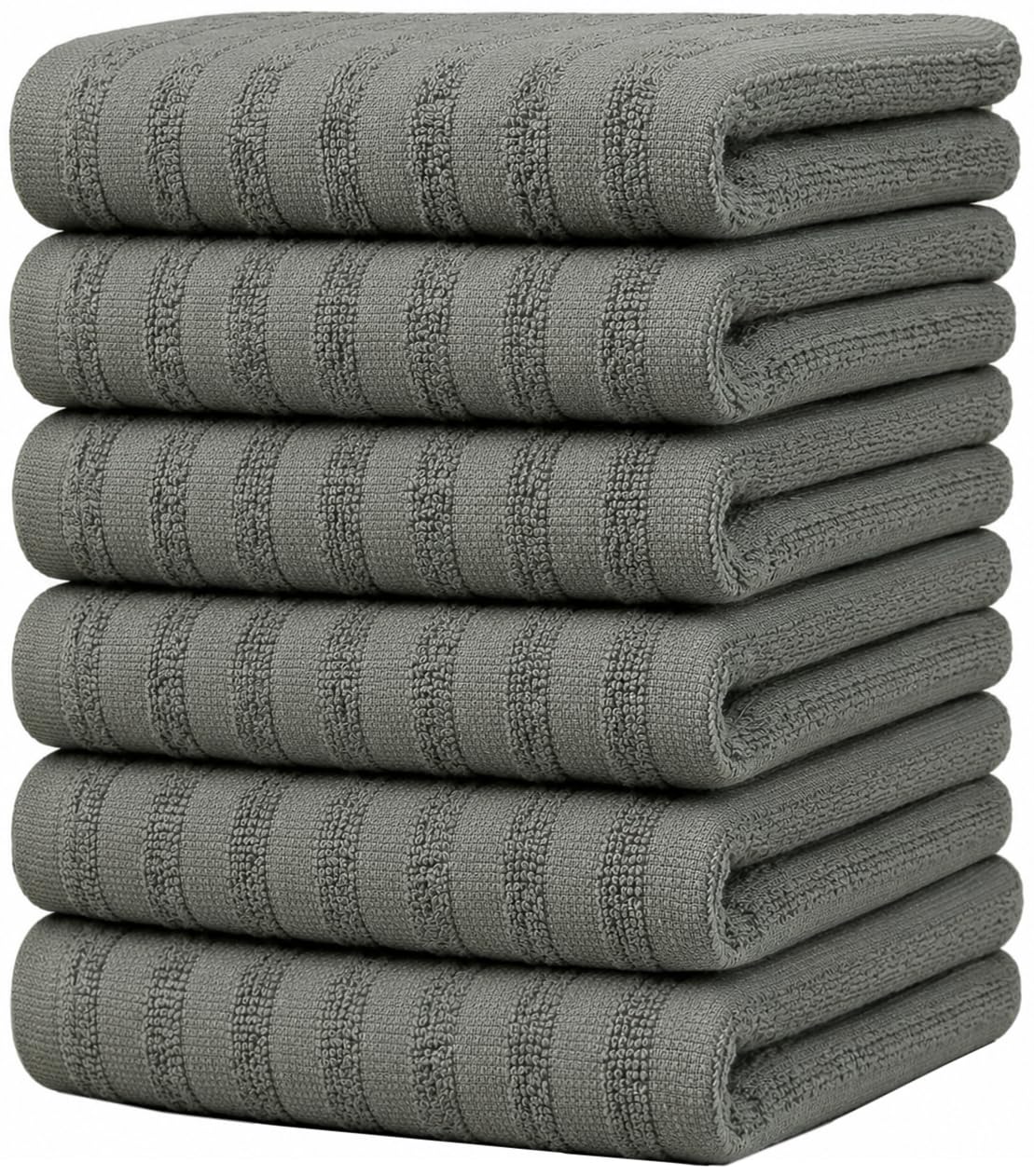 Premium Kitchen Towels 6 Pack 100% Cotton, 20"x28" - Anthracite Solid