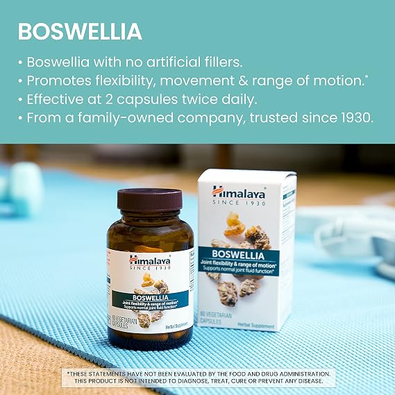 Himalaya Boswellia Extract Capsules, Boswellia Serrata, Boswellia Supplement, Joint Support for Mobility and Flexibility, Frankincense Supplement, Promotes Tissue Preservation, 250 mg, 60 Capsules