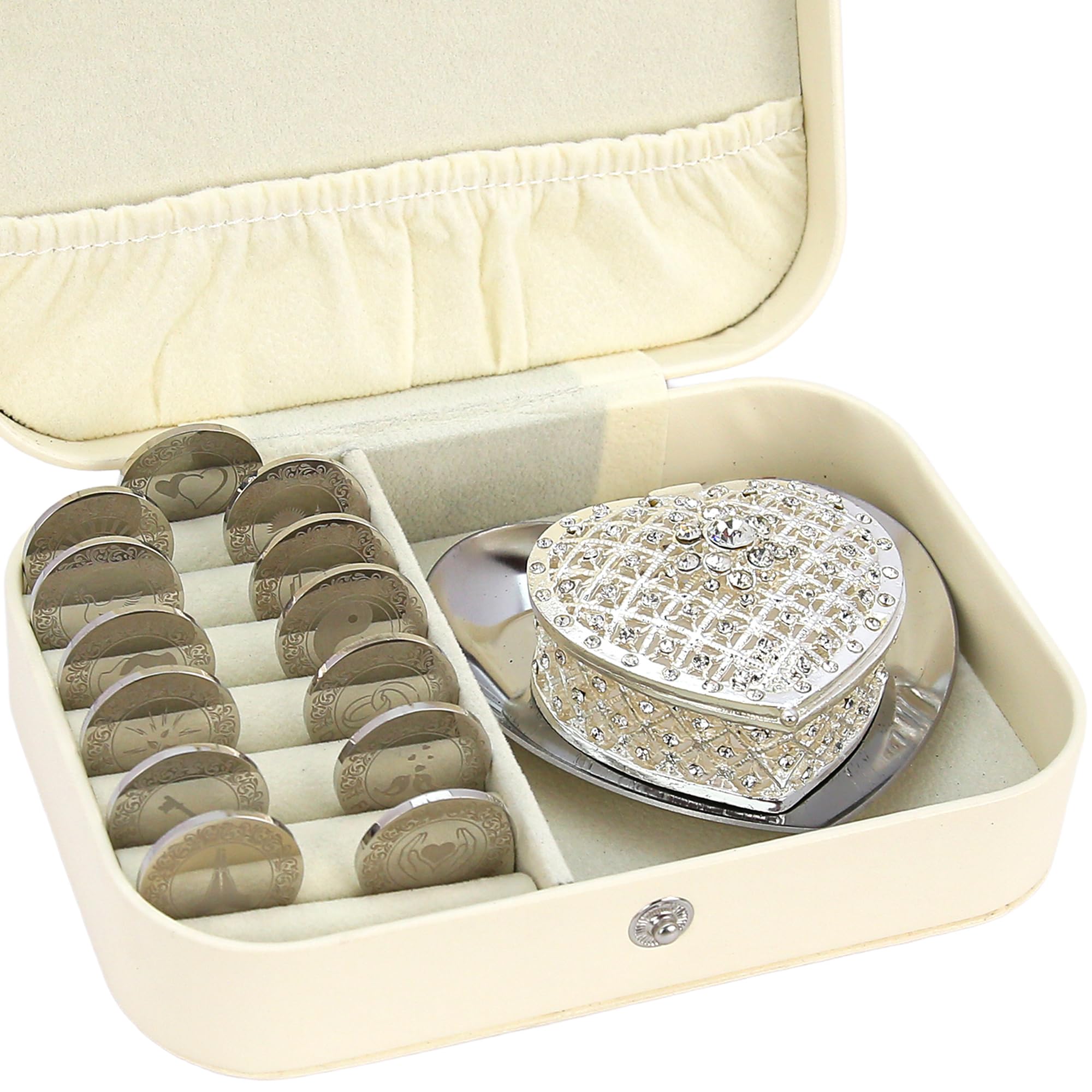 TINGKU Custom Wedding Coin Set - Arras para Boda Católica, 13 bendiciones únicas, caja de cuero de recuerdos de boda significativa-Silver Coins HB