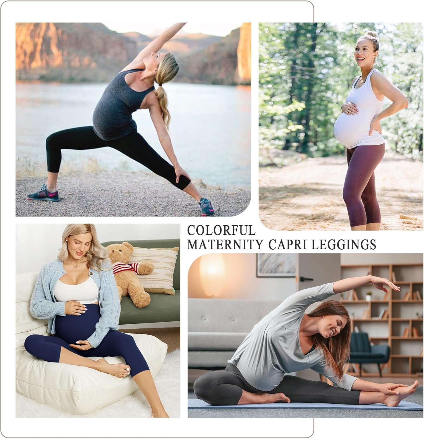 4 Pack Women’s Maternity Leggings with Pockets Over The Belly Butt Lift - Soft Workout Pregnancy Yoga Pants - Image 4