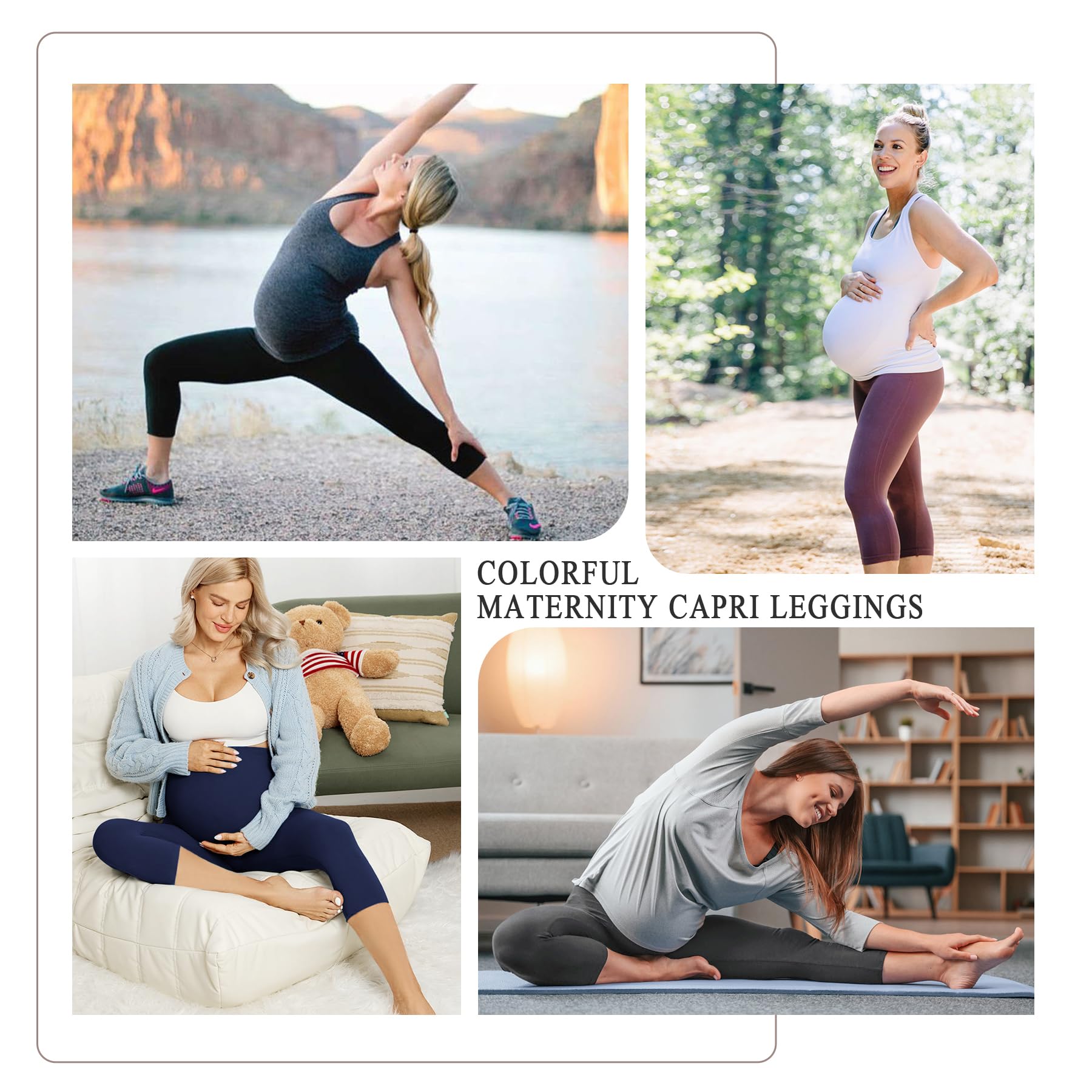 Umstandsleggings für Damen, mit Taschen über dem Bauch, Po, weich, Workout, Schwangerschaft, Yoga, 4 Stück