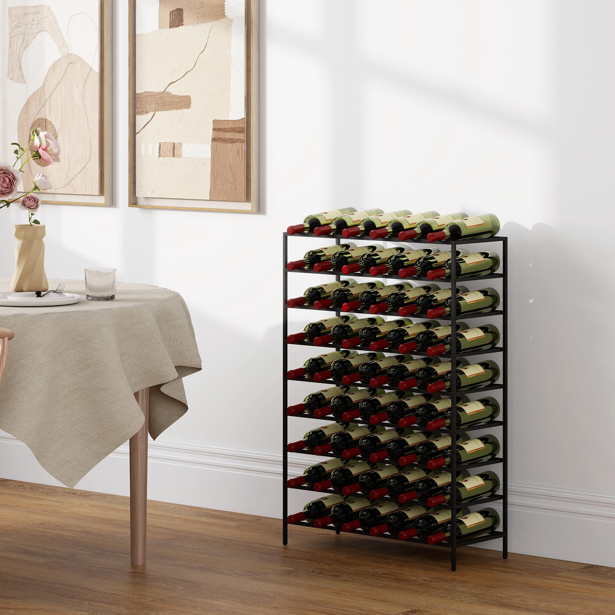 HOMCOM Étagère à Vin Capacité 54 Bouteilles 63L x 25l x 91H cm Métal Noir