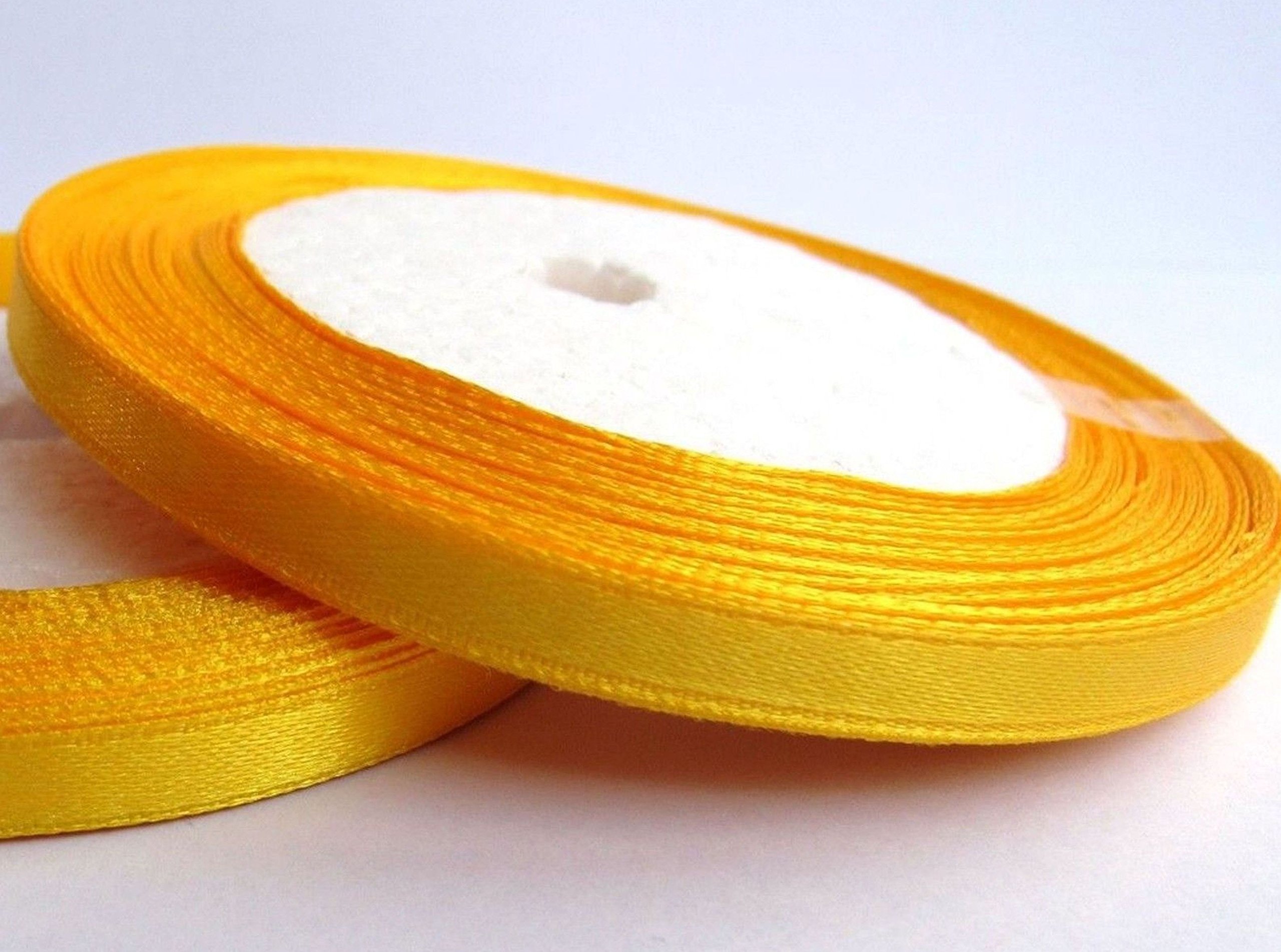 22 Meters Satin Ribbon 10mm (Yellow Gold) for Gifts Wrap Sew Party, Decorations Events Dress Wedding Christmas Crafts, Bows Car, Floral Balloons DIY, Bouquets, Cake