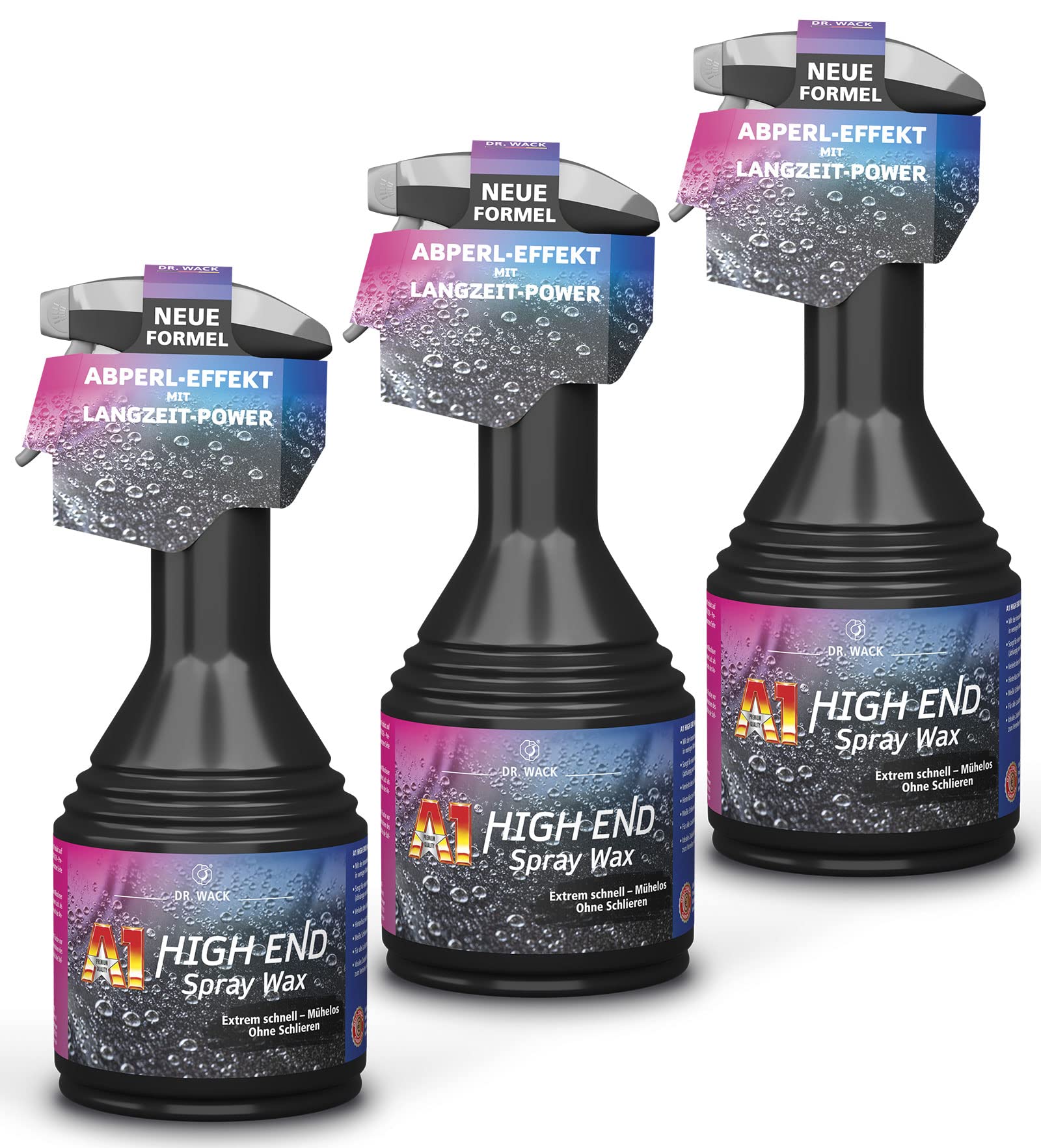 3X 500ml Dr. Wack A1 HIGH END Spray Wax + 1x 100ml Antibeschlag-Spray, Lack-Versiegelung, Lackschutz, Auto-Wachs, Wachsversiegelung für alle Autolacke zum Sprühen mit Wasser-Abperl-Effekt