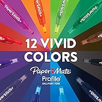 Vista 7 de Paper Mate Profile - Bolígrafos retráctiles de punta redonda (1.4mm), azul, 12