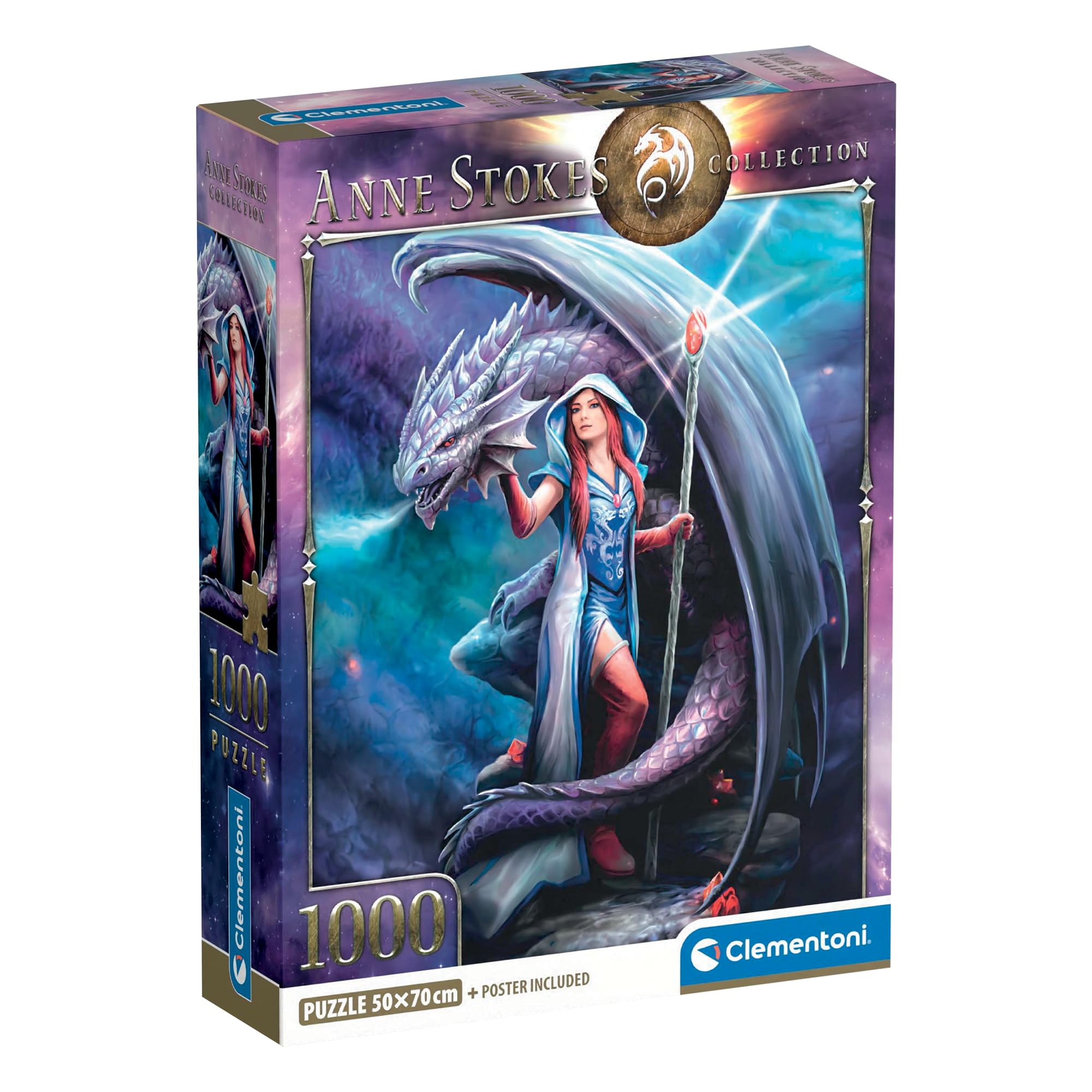 Clementoni Jigsaw Puzzle 1000 pieces Anne Stokes Dragon Mage, PUzzle for Adults 14-99 Years, Made in Italy, 39956