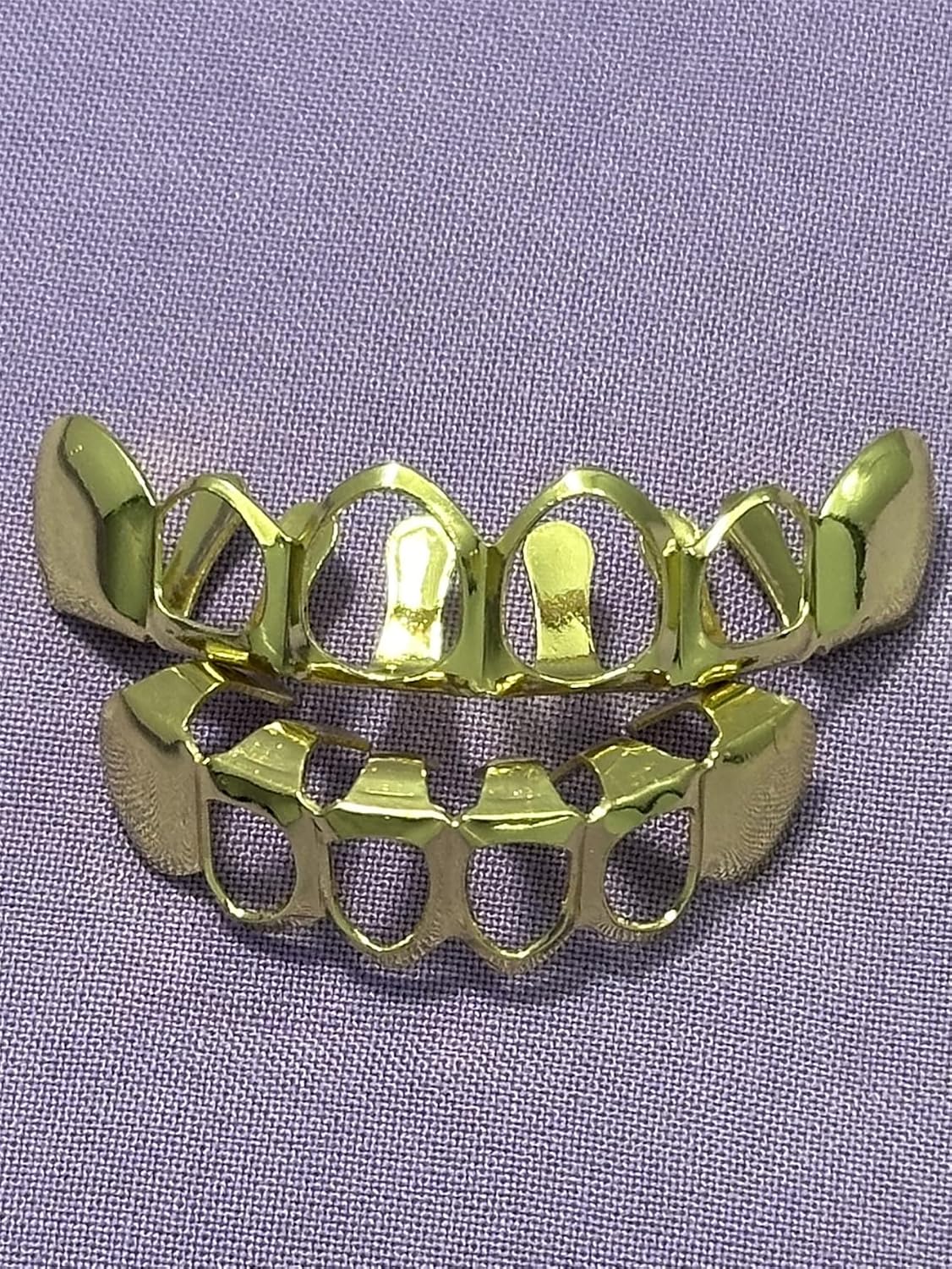 18K Gold Plated Open Face Top and Bottom Grillz for Your Teeth Grill Hip Hop street Cosplay Costume Rapper Accessory Halloween hollow out