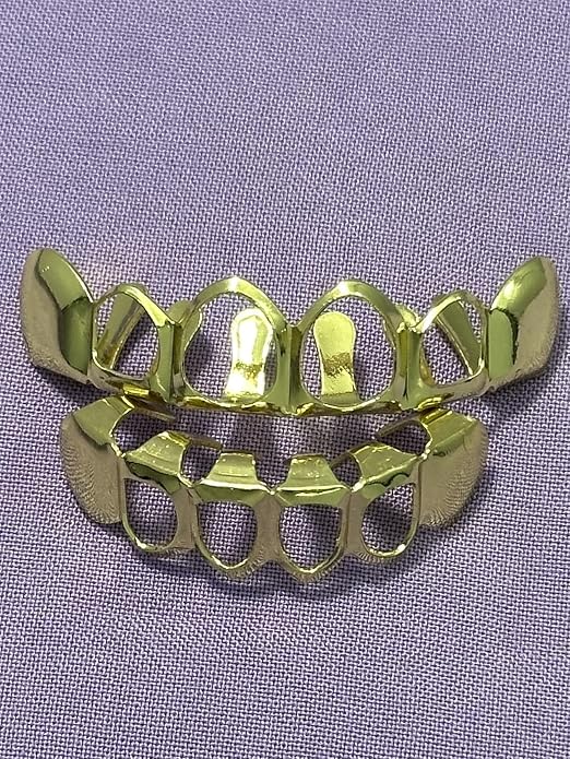 Grillz oro 18K abierto para dientes estilo Hip Hop miniatura 2
