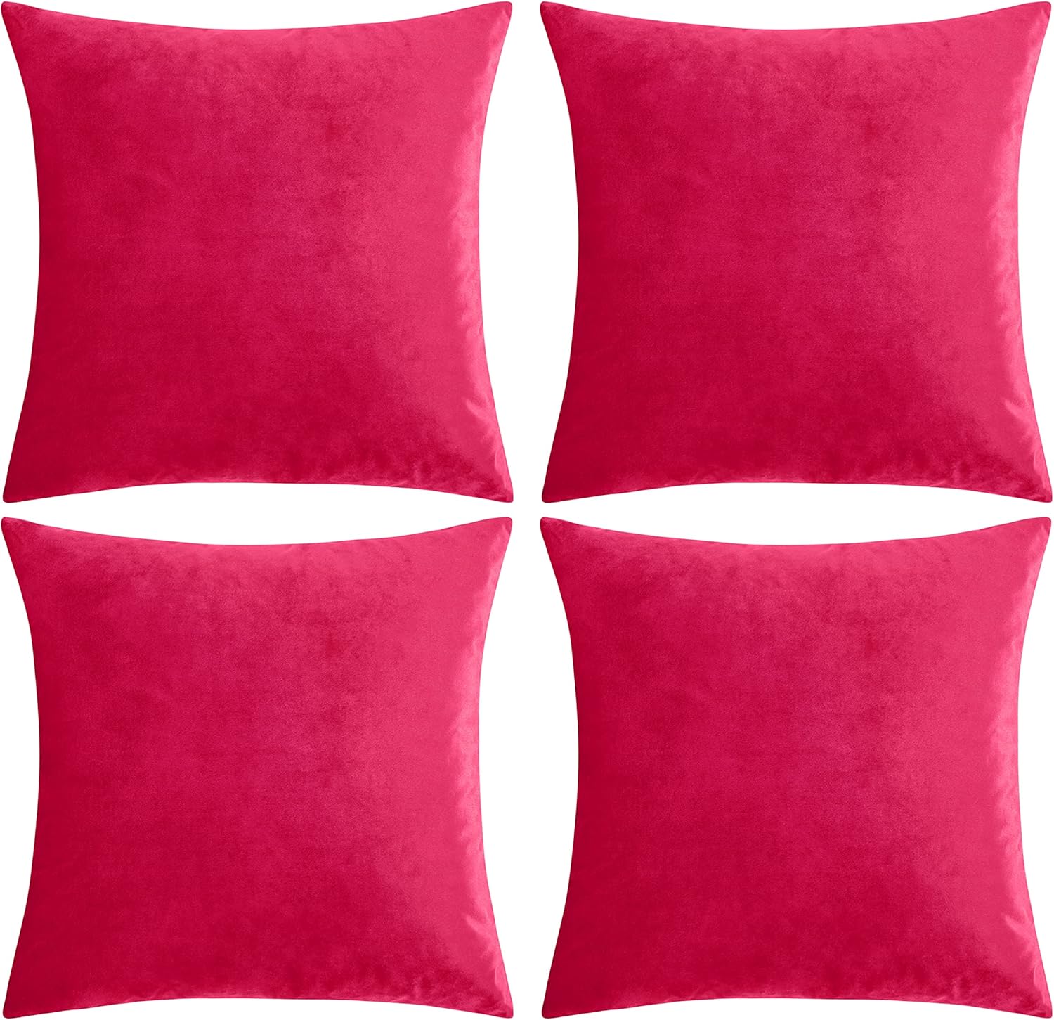 GIGIZAZA Decorative Throw Pillow Covers 18 x 18, Red Soft