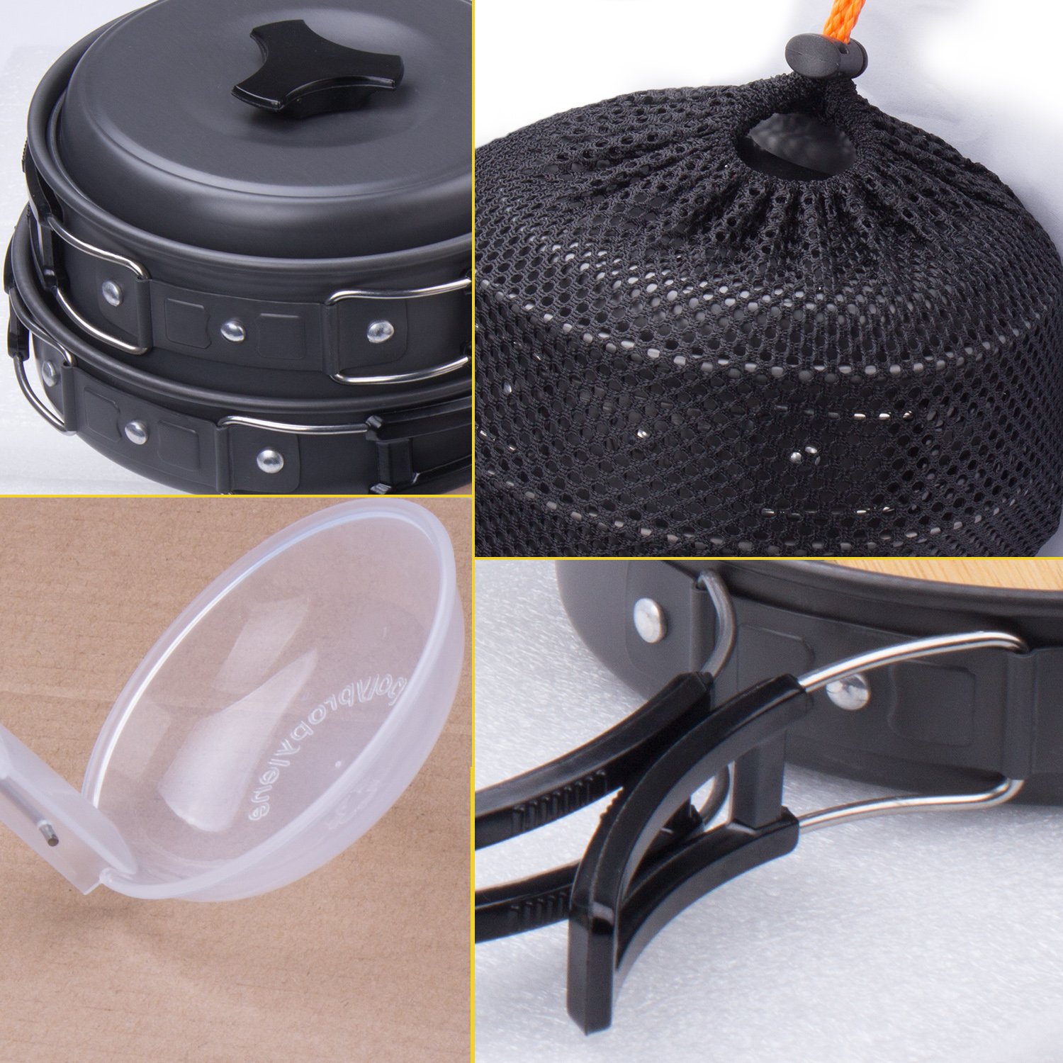 Campeggio Pentole, Camping Stoviglie Kit Camping Cookware Kit Utensili da Cucina Set per Campeggio per attività all'Aperto, Escursionismo, Trekking,Campeggio, Adatto per 1-2 Persone