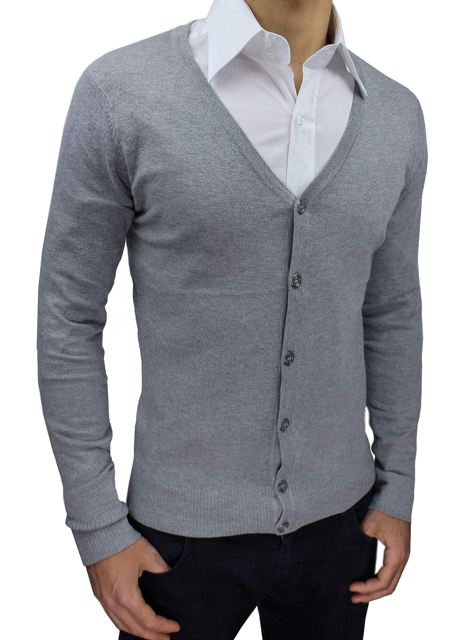 Evoga Cardigan Maglioncino Uomo Class Aderente Slim Fit con Bottoni