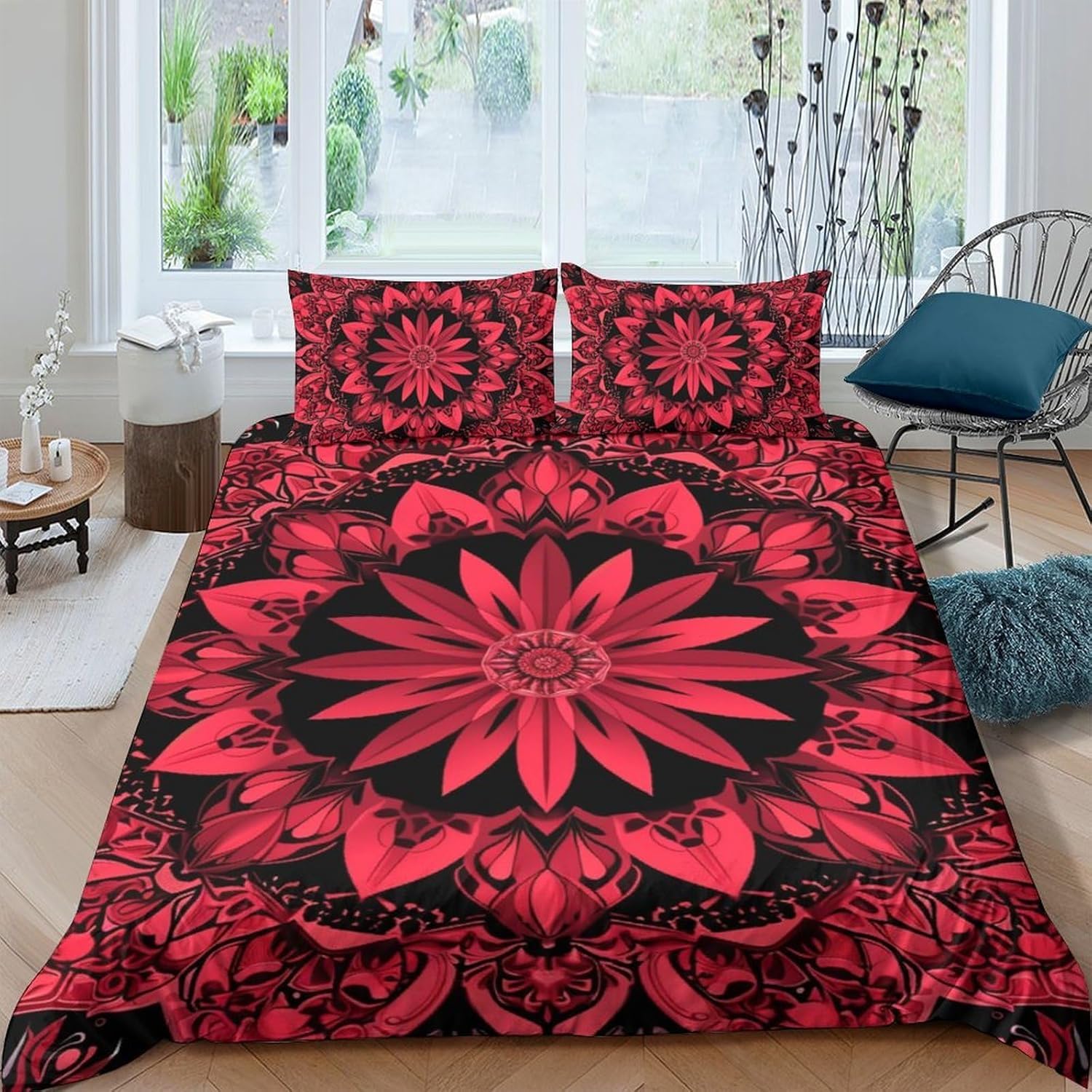Housse de couette fleurs vintage anti-allergique en microfibre 240x220 cm entretien facile