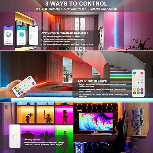 Miniatura 3 de PAUTIX Kit de controlador LED RGB SP643E, control de aplicación iOSAndriod 2.4G RF control remoto inalámbrico, controlador LED RBatenuador, para