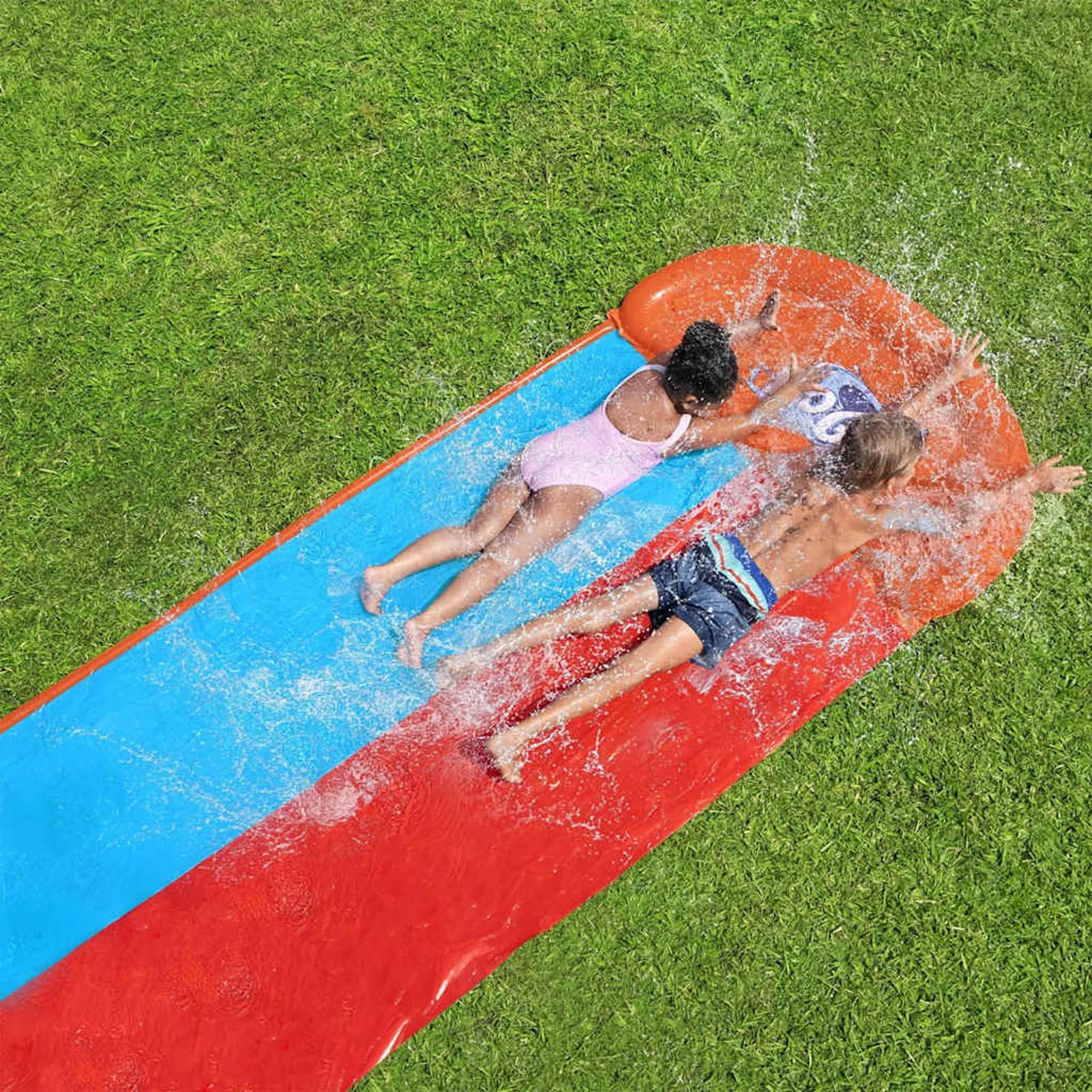 H2OGO Wasserrutsche Tsunami Splash Ramp - Doppelseitige Rutsche, Einfach Auf- und Abbau, PVC, 472x140x30,5 cm Model93320