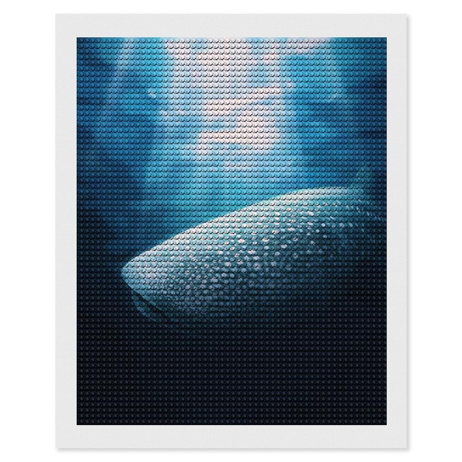 Junmoney Whale Shark Blue 2 Diamond Art Canvas 16"x20", Full Kit Included, Bedroom Decor, for Beginners, Thoughtful Handmade Gift