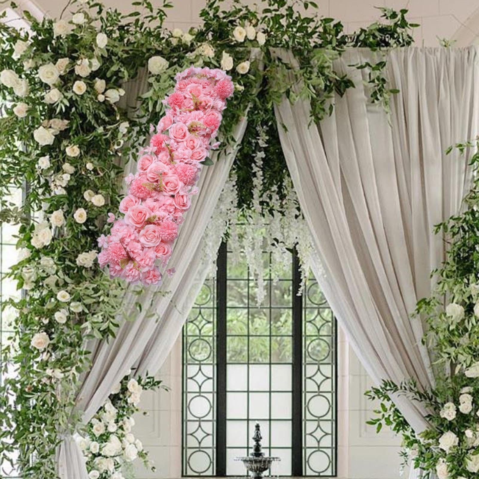 Arca di Fiori Artificiali per Porta, Fila di Fiori, Sfondo Floreale, Fila di Fiori 3D, Fiori di Seta per Matrimonio, Banchetto, Festa, Rosa